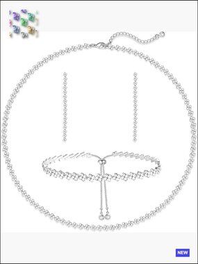 Tennis Necklace Set Cubic Zirconia Butterfly Choker Dainty Jewelry Elegant Gift